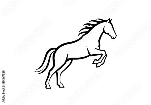 Black and White Outline of a Rearing Horse