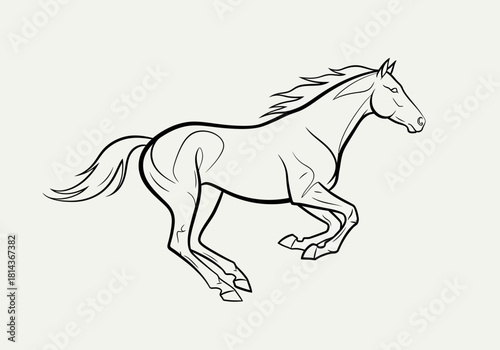 Dynamic Line Art of a Galloping Horse Illustration