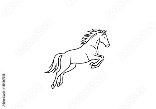 Elegant Horse Outline Leaping with Flowing Mane
