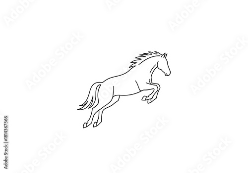 Leaping Horse Outline Illustration with Flowing Mane