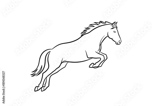 Leaping Horse Outline: Dynamic Black and White Illustration