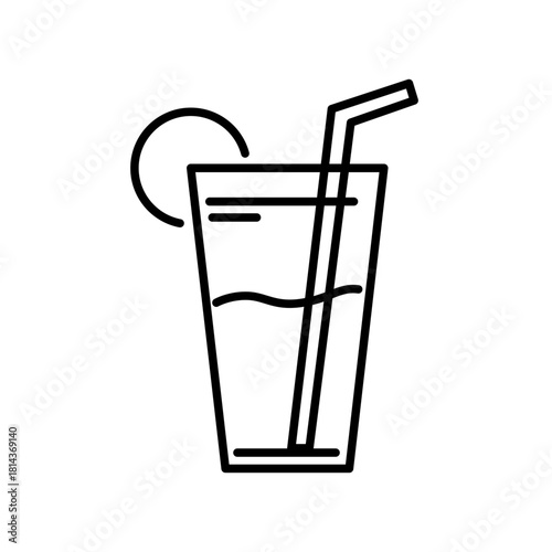 Lemonade glass outline icon symbol design vector