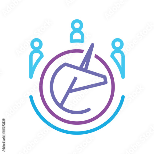 Unicorn logo with people icons and circular frame Keywords unicorn, logo, icon, symbol, people