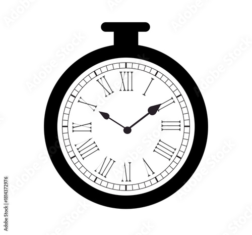 Classic Stopwatch Design with Roman Numeral. Ideal for Time Management, Vintage Aesthetics and Precision-Themed Projects. Perfect for Business, Sports or Lifestyle Visuals.