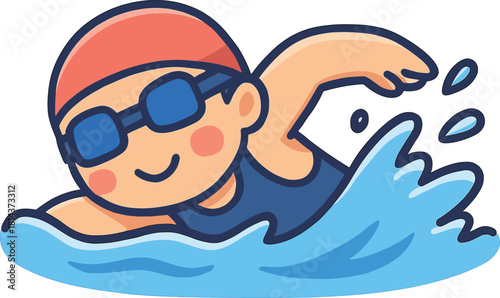 クロールで泳ぐイラスト