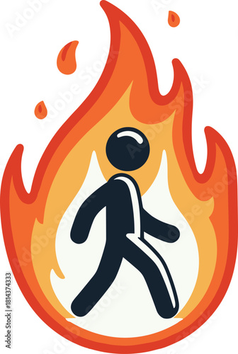 炎と人のイラスト