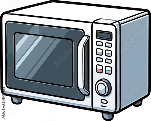 白の電子レンジのイラスト