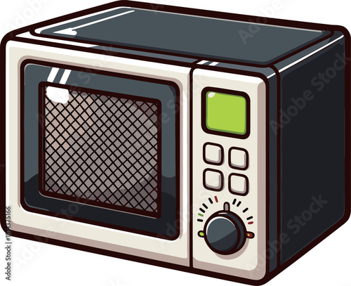 黒の電子レンジのイラスト