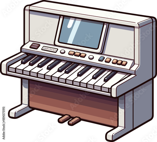 白の電子ピアノのイラスト