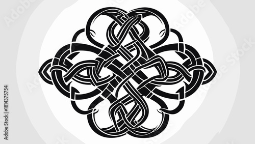 Intricate black and white Celtic knot design symbolizing eternity and connection