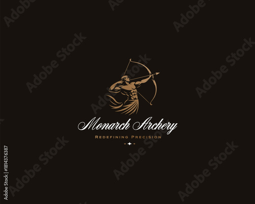 god of archery with sharp arrow logo template