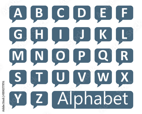 Vector illustration of alphabet letters in the form of speech bubbles