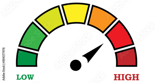 Feedback Speedometer slider icon sign with Satisfaction meter scale and arrow direction, tachometer level scal.
