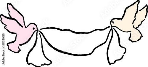 Birds Holding Banner, Whimsical Wedding