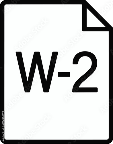 Black and white icon of aW-2 tax form document income employment