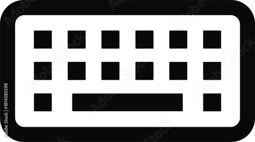 Black and white icon of a computer keyboard with rounded corners technology input