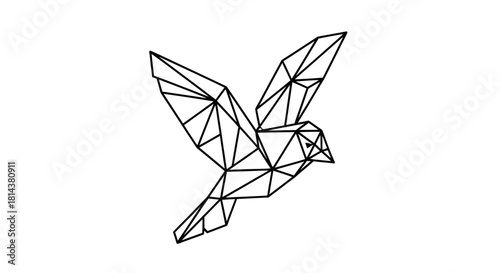 Low-poly geometric bird illustration with angular shapes representing freedom, movement, and modern animal design