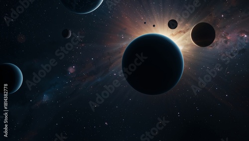 Majestic View of a Galaxy With Multiple Planets Floating in Deep Space