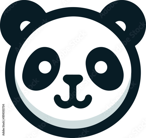 Cartoon panda face with black ears and eye patches, smiling expression.