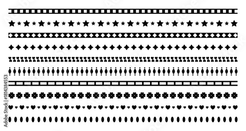 Decorative Shape Border Line Set – Stars, Hearts, Flowers & Geometric Vector Dividers