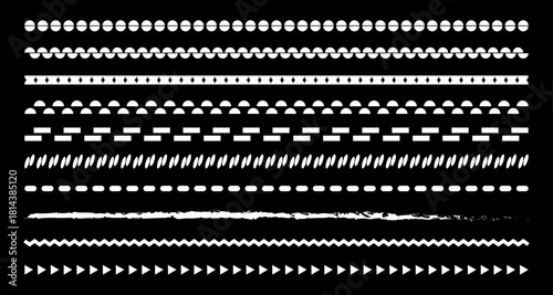 Creative Black Background Border Design Set – Stylish White Outline Vector Elements