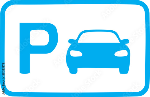 Parking Sign Icon: A clear and concise parking sign icon, rendered in a solid light blue color, serves as a universal symbol for designating car parking areas.