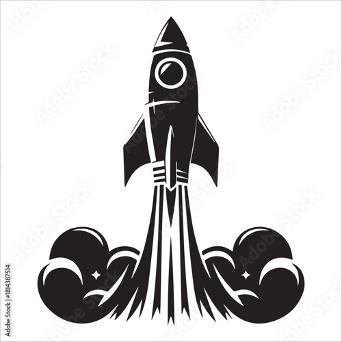 Minimalist Rocket Launch Icon Illustration