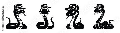 silly snake with 2026 silhouette funny vector illustration