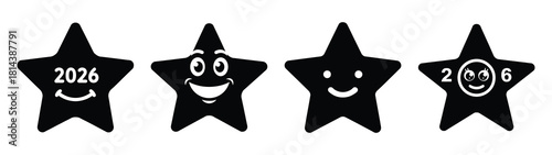 wiggly star with face silhouette funny vector illustration