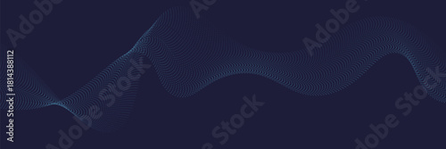 Flowing dots particles wave pattern in blue green colors. Vector curve light line. Abstract background banner design for music, Ai technology, neural n