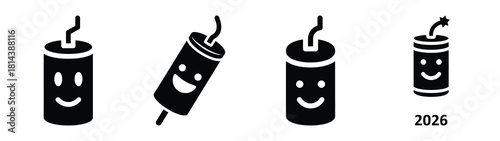 firecracker with smiling face silhouette funny vector illustration