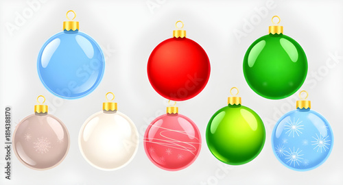 christmas, ornaments, balls, set, glossy, glitter, shiny, sparkle, glow, metallic, crystal, holiday, festive, winter, xmas, seasonal, decor, decoration, vibrant, rich, colorful, frosted, matte, bright