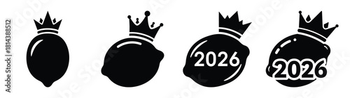 funny lemon wearing crown silhouette funny vector illustration