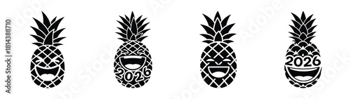funny pineapple laughing 2026 silhouette funny vector illustration