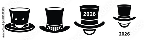 funny top hat smiling silhouette funny vector illustration