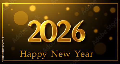 new, year, 2026, greeting, card, luxury, golden, metallic, shining, glowing, festive, celebration, typography, lettering, script, digital, artwork, printable, design, creative, frame, border, layout, 