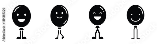 happy balloon with legs silhouette funny vector illustration