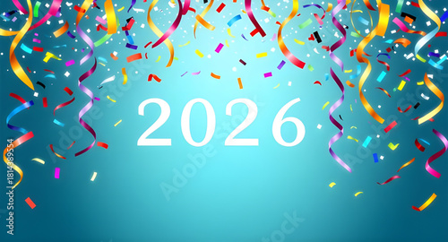 new, year, 2026, greeting, card, graphic, digital, shimmering, gold, metallic, glossy, shine, confetti, celebration, holiday, decoration, elegant, typography, text, headline, printing, production, cra