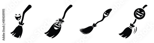 laughing broomstick 2026 silhouette silhouette funny vector illustration