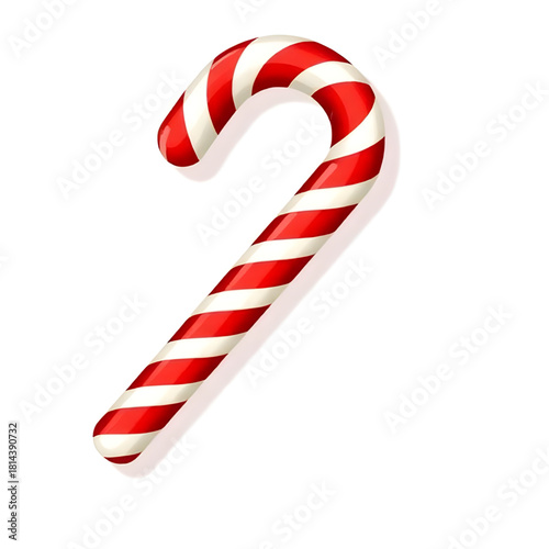 christmas, candy, cane, 3D rendering, realistic candy, polished stripes, high gloss, photo style, festive composition, holiday food design, mint edible shine, delicious realism, sugar coated, polished