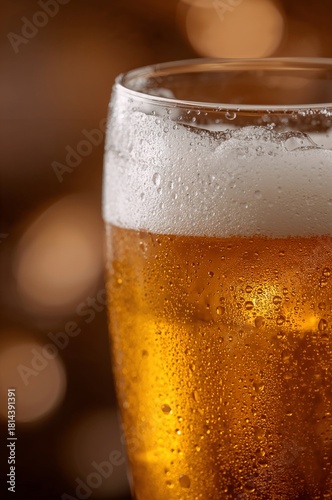 Wallpaper Mural Refreshing Golden Beer in a Glass With Bubbles and Foam at a Bar Torontodigital.ca