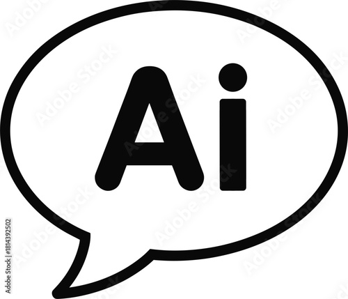 Speech bubble with AI text and dot on white background artificial intelligence chat