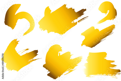 和風素材　筆で描かれた金色の線のイラスト　ベクター