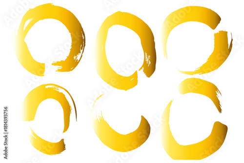 和風素材　筆で描かれた金色の線のイラスト　ベクター