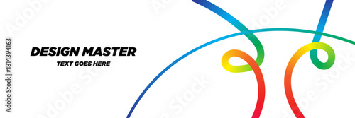 Abstract Color Gradient Lines on White Background – Vector Curved Shapes and 3D Wave Doodle Ribbons