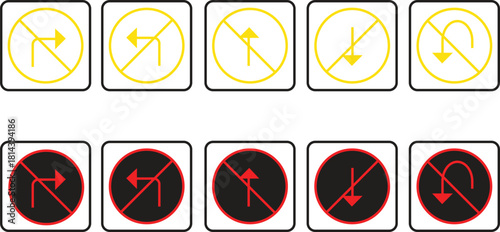 Modern icon set with diverse color palette and geometric elements