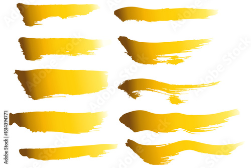 和風素材　筆で描かれた金色の線のイラスト　ベクター