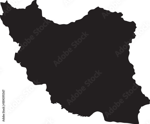 Black Silhouette of Iran, A Geographic Icon