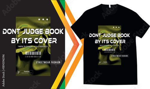 Urban style graphic design DON'T JUDGE BOOK abstract illustration for t shirt, hoodie, typography t shirt design, authentic urban style streetwear design.
