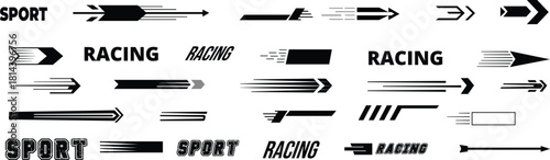 Dynamic Racing and Sport Themed Arrows Collection Speed, Motion, and Racing Graphics for Design Projects – Vector Elements